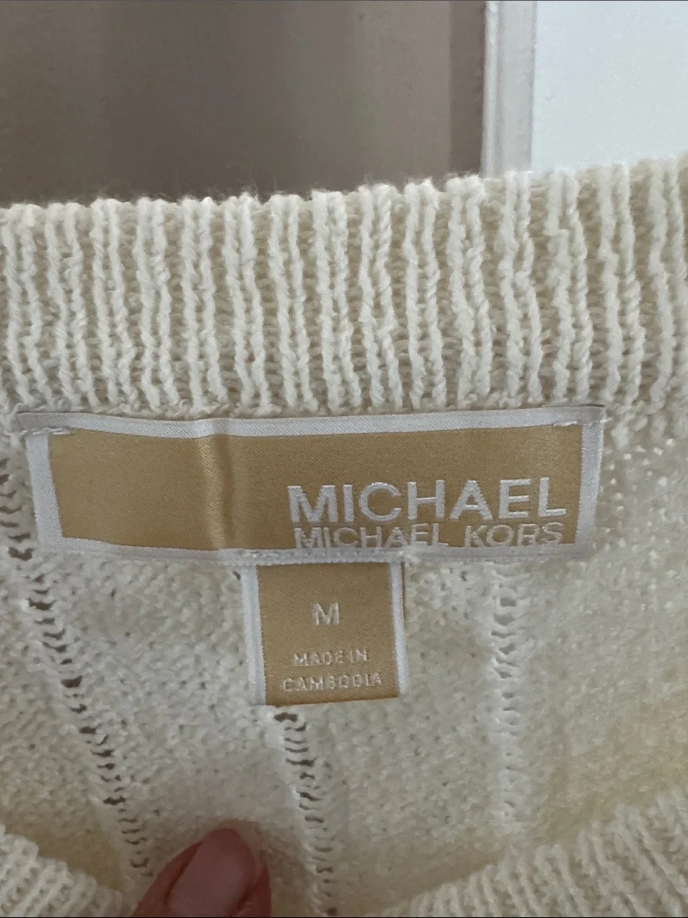Michael Kors cream Long Sleeve Textured Cotton Knit Sweater Women's M